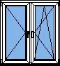 Двух-секционные пластиковые окна ПВХ поворотная + поворотно-откидное