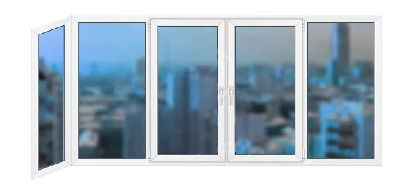 Г-образная балконная рама ПВХ 3600×1400 Rehau Grazio