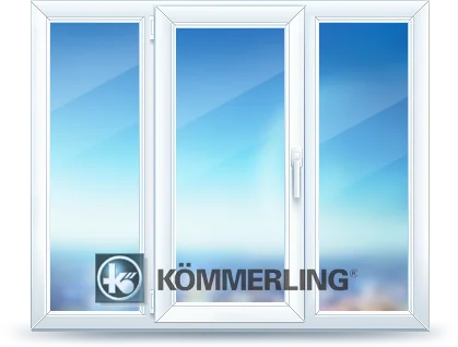 Трехстворчатое окна Kömmerling
